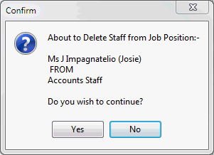 Confirm - About to delete from job position window