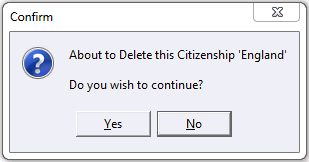 Confirm - About to delete this person's citizenship