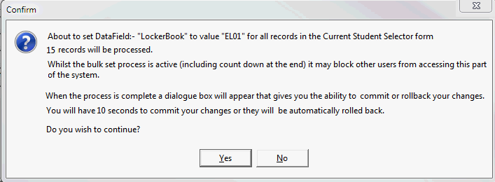 confirm - about to set data field
