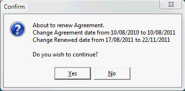 Confirm auto renew object agreement