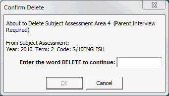 Confirm Delete window