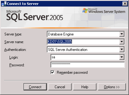Connect to Server window