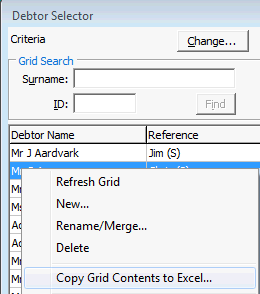 Exporting information to Microsoft Excel