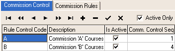 Course Agent Maintenance - Commission Control tab