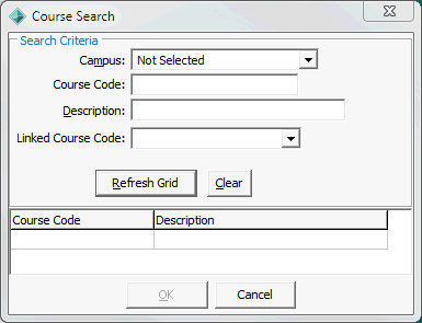 Course Search window