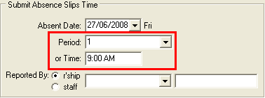 Create Absence Event (Submit Absence Slips Time area)