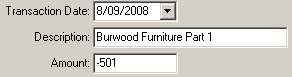 Create Bank Statement Transaction window (cut down)