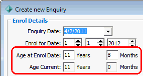 Create New Enquiry - Enrol Details (cut down)