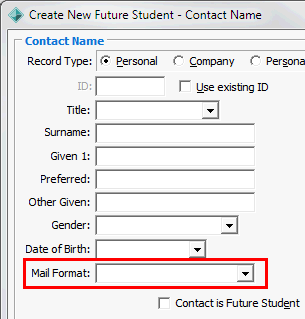 Create New Future Student (Name, Personal, cut down for v64)