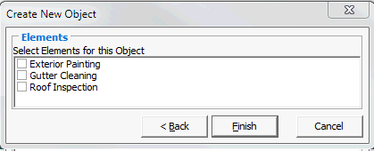 Create New Objects - Elements window