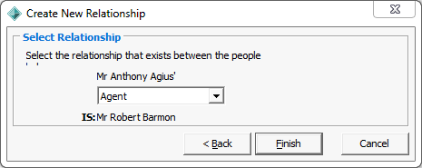 Create New Relationship - Select Relationship (agent,2)