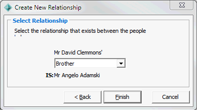 Create New Relationship - Select Relationship window