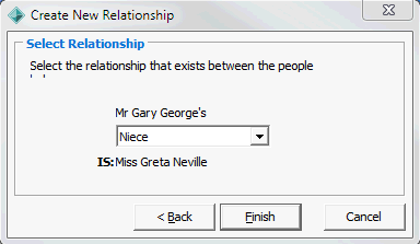 Create New Relationship - Select Relationship window