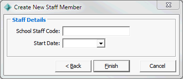 Create New Staff Member - Staff Details window