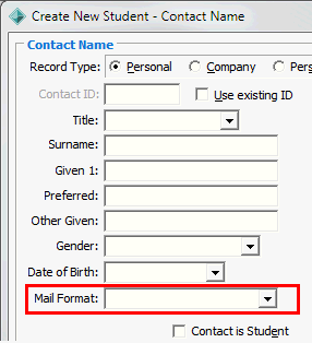 Create New Student (Name, Personal, cut down for v64)