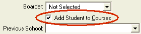 Create New Student - School window (cut down)