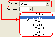 Create New Student - School window (Filter Year Level based on Campus)