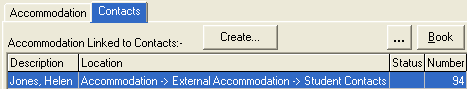 Current Student Maintenance - Accommodation tab - Contacts sub-tab (grid area fields)