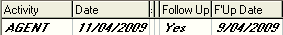Current Student Maintenance - Activity tab (grid area, cut down)