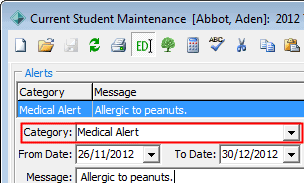 Current Student Maintenance - Alerts tab (cutdown for whats new v65)