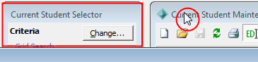 Current Student Maintenance - click to bring selector window to front example
