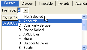 Current Student Maintenance - Courses tab (File Type field)