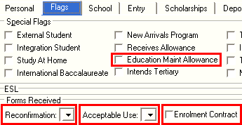 Current Student Maintenance - Flags tab (v59 what's new)