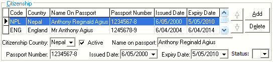 Current Student Maintenance - International tab (Citizenship area)