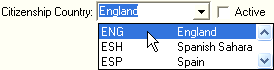 Current Student Maintenance - International tab (Citizenship Country field)