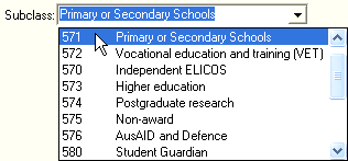 Current Student Maintenance - International tab (Subclass field)