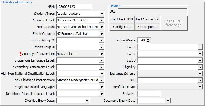 Current Student Maintenance - NZMOE tab (cut down)
