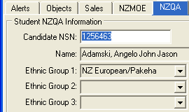 Current Student Maintenance - NZQA tab (cut down)