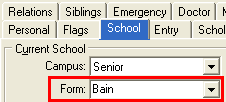 Current Student Maintenance - School tab (Form)