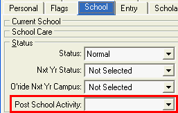 Current Student Maintenance - School tab (cut down)
