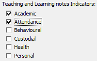 Current Student Maintenance - School tab - Extra Leaving Information sub-tab (Teaching and Learning notes Indicators fields)