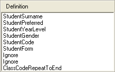 Customer Definition window (Definition area)