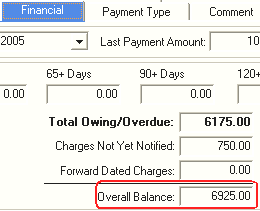 Debtor Maintenance - Financial tab (Overall Balance field)