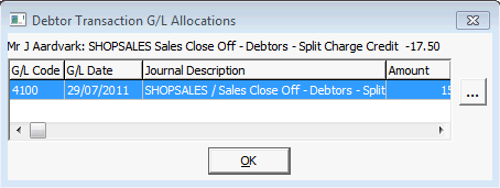Debtor Transaction G/L Allocations window