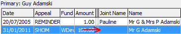 Development Maintenance - Pledges tab (cut down, Joint Name field)