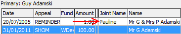 Development Maintenance - Pledges tab (cut down, Joint Name field)