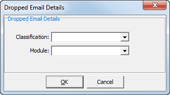 Dropped Email Details window (blank)