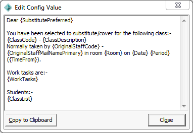 Edit Config Value window