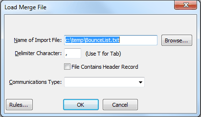 Email List Import - Load Merge File
