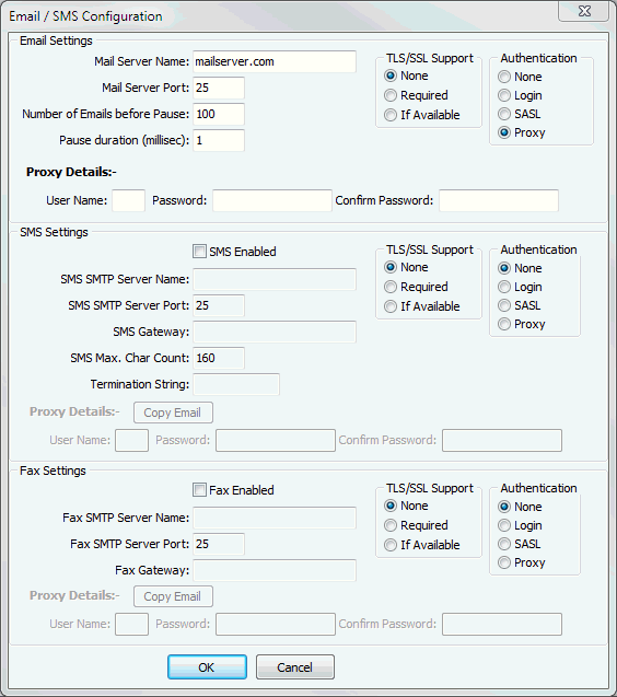 Email SMS Configuration (cut down)