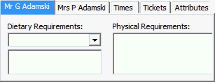 Events Maintenance - Current Attendees tab - Attendee Details sub-tab - <Attendee's name> sub-sub-tab (cut down)
