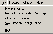 File drop-down menu (with no program running)