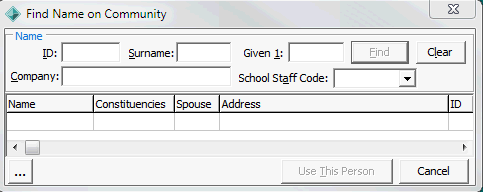 Find Name on Community window