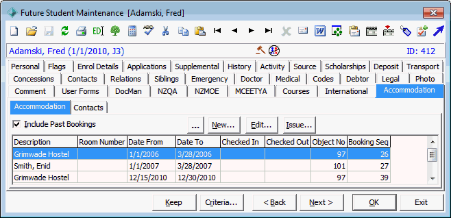 Future Student Maintenance - Accommodation tab - Accommodation sub-tab