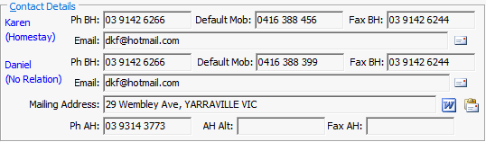 Future Student Maintenance - Contacts tab (Contact Details area)
