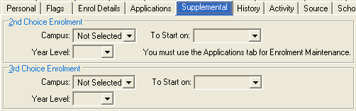 Future Student Maintenance - Supplemental tab (2nd and 3rd Choice Enrolment areas)